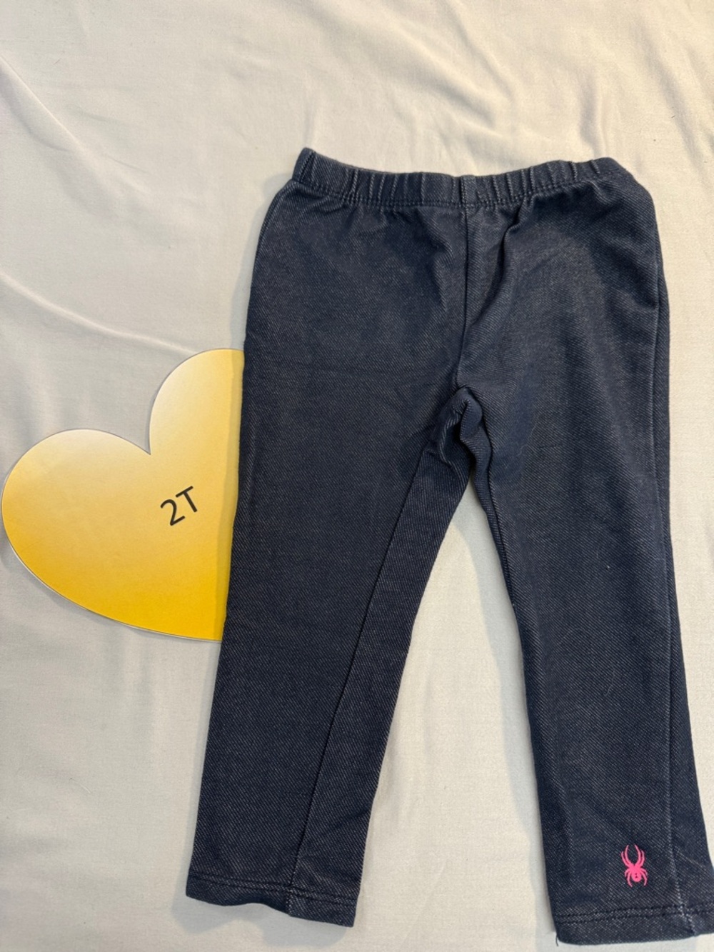 Spyder - 2T Kids Leggings/Jeggings in Navy with Pink Detail